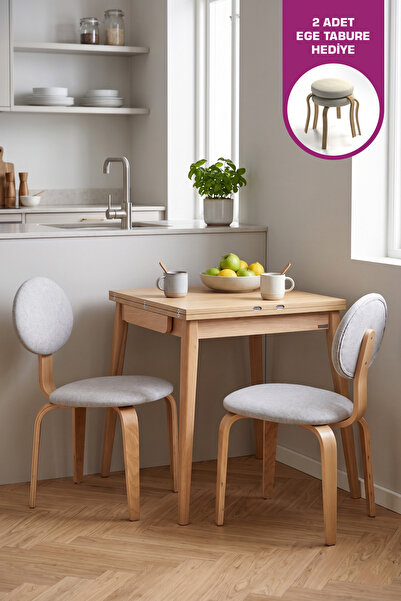 VİLİNZE Ege Sandalye Avanos Ahşap MDF Mutfak Masası Takımı - 70x140 cm