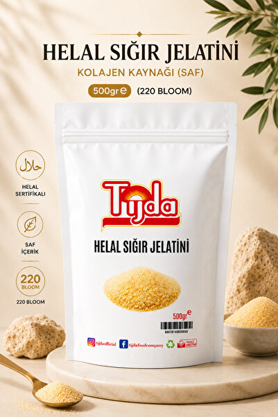 TİJDA Jelatin Sığır Toz 500 Gr.(% 100 SAF SIĞR YENİLEBİLİR, DOMUZ İÇERMEZ, HE...