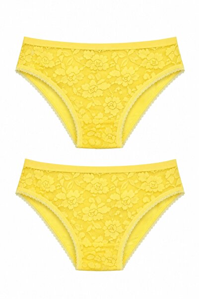 Hepsine Rakip Pachet de 2 chiloți de bikini din dantelă pentru femei, cu spat...
