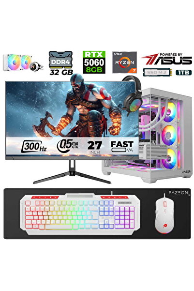 XASER Sword X55 Ryzen 7 5700X 32GB 1TB M.2 SSD 8GB RTX5060 27" 300Hz Sıvı Soğ...