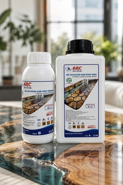 ARCMARİN KİMYA VE DENİZCİLİK HIRDAVAT Arc 150 Ultra Şeffaf Döküm Tipi Kristal Clear Epoksi Reçine - 1,5 Kg Set