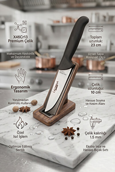 LAZBİSA Silver Eco Serisi 5 li Mutfak Bıçağı Et Ekmek Sebze Mutfak Bıçak Seti Siyah Sap ( Eco-856 )