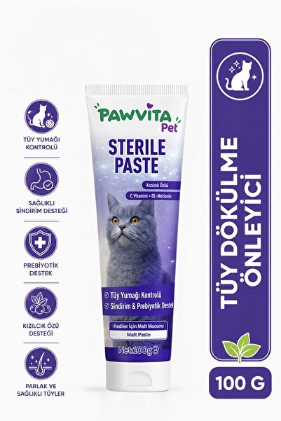 PAWVİTAPET Tüy Yumağı ve Kusma Karşıtı Kediler İçin Malt Macunu 100 gr