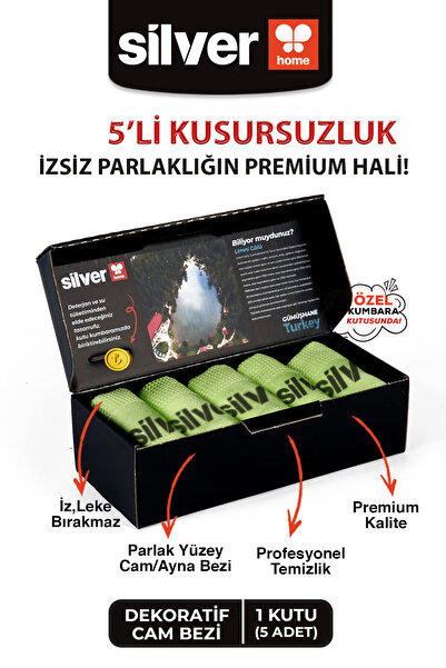 SİLVER HOME 5 Adet Mikrofiber Dekoratif Cam Bezi - Yeşil