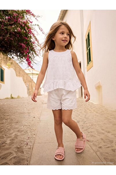 Civil Girls Σετ με βολάν στο τελείωμα της φούστας για 2-5 ετών - Εκρού