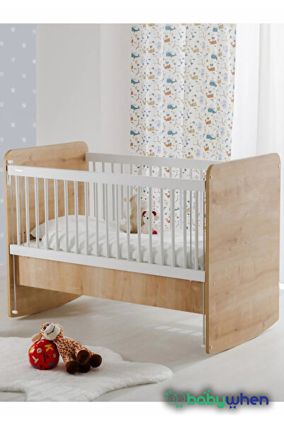 Babywhen Bw1076 - Pratik Sallanır Anne Yanı Kademeli Bebek Beşik Ahşap 60x120