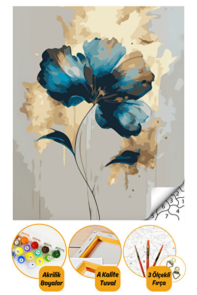 lule home Sayılarla Boyama Numaralı Tuval Seti Fırça Boya Dahil 40x50cm Blue ...