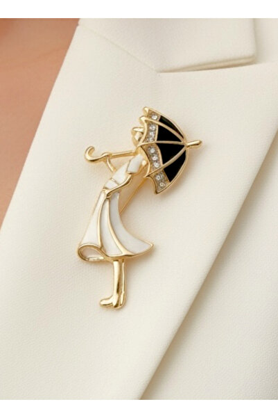 Handcrafted Lady Brooch-Collar Pin -Height: 4.5 cm-White Dress