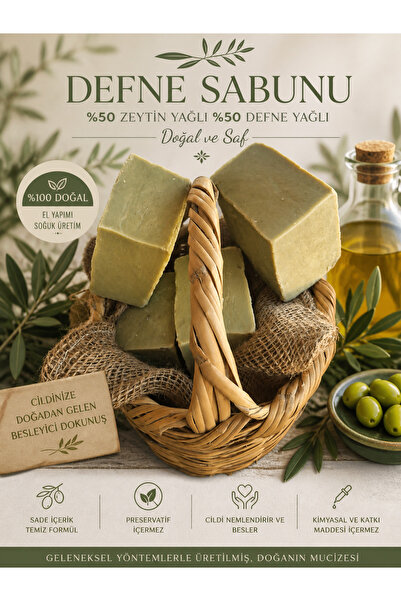 HATAYIN DOĞAL İNCİSİ %50 Defne Yağı %50 Zeytinyağı 1 Kg Geleneksel Halep (Hat...
