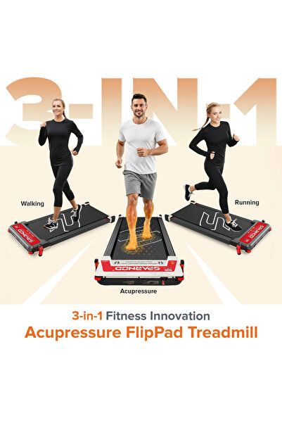 Sparnod Fitness STH-3003 Walking Pad Treadmill with Acupressure Pad, 3-in-1, Massage Pad, LED, Remote, 120kg, 2.5HP