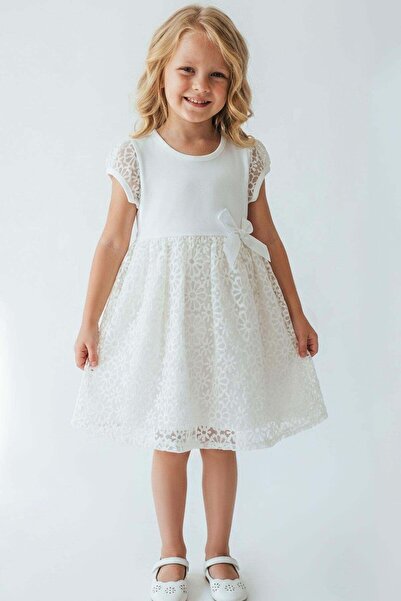 Breeze Rochie pentru fete, cu broderie florală în relief, tul, detaliu din gu...