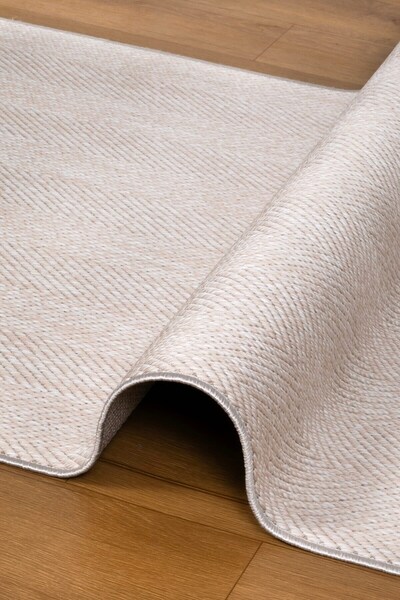 Valery Home Loom Yeni Nesil Bej Sisal Yumuşak Dokuma Mutfak Koridor Kilim Kaymaz Pamuk Taban Halı 7102A