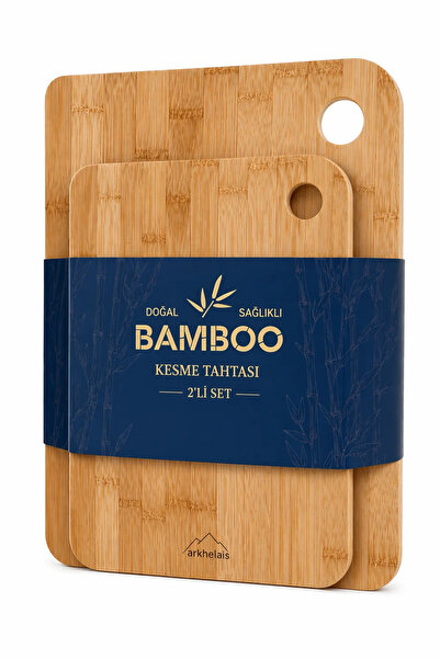 Arkhelais Bamboo Cutting Board Set of 2 (28 cm & 33 cm) – Natural Wood Presen...