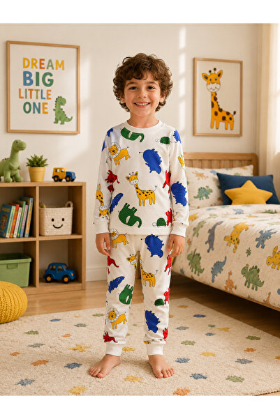 Pajama Shop Set de pijamale de iarnă cu mâneci lungi, din bumbac, culoare alb...