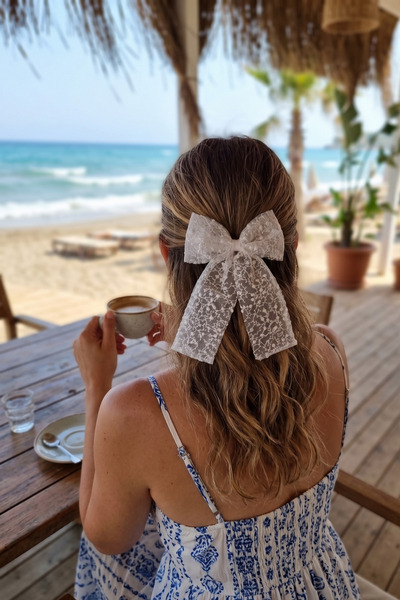 Liliza Accessories Beyaz İşlemeli Tül Trend Kurdele Mezuniyet Nikah Otomatik ...