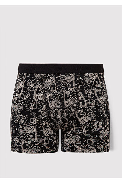 Mavi Grafik Baskılı Siyah Boxer 092070-900