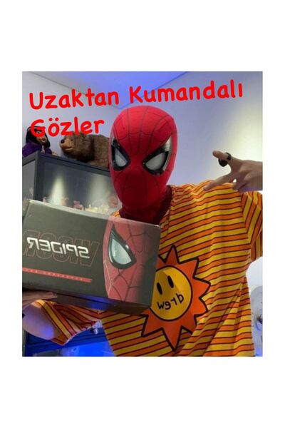 Shem Marvel Miles Morales Maske Örümcek Adam Şapka Cosplay Hareketli Gözler U...
