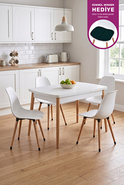 VİLİNZE Vilinze Eames Sandalye Avanos Ahşap MDF Açılır Mutfak Masası Takımı -...
