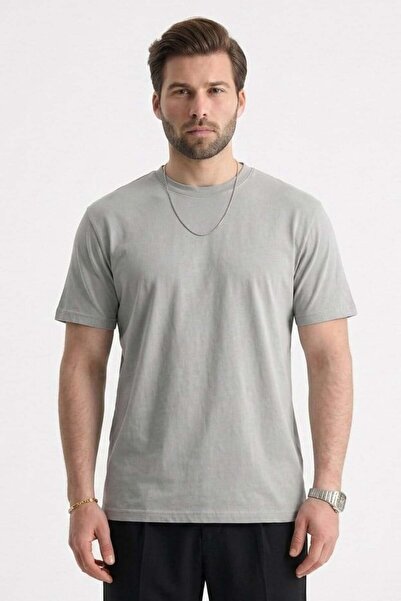 Madmext Painted Gray Regular Fit Basic Men's T-Shirt 6131