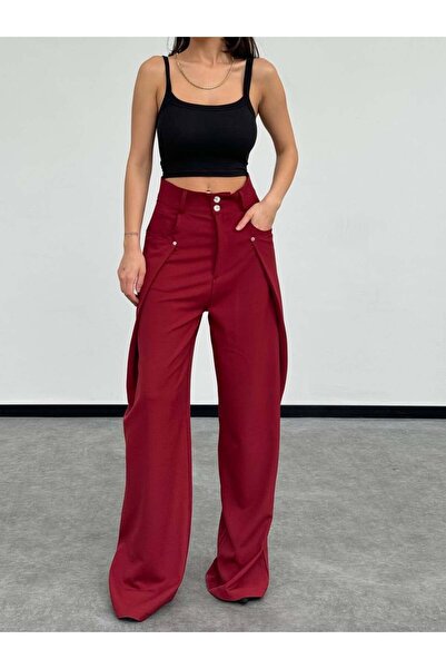 HerTon Trend drapirane palazzo pantalone širokih nogavica