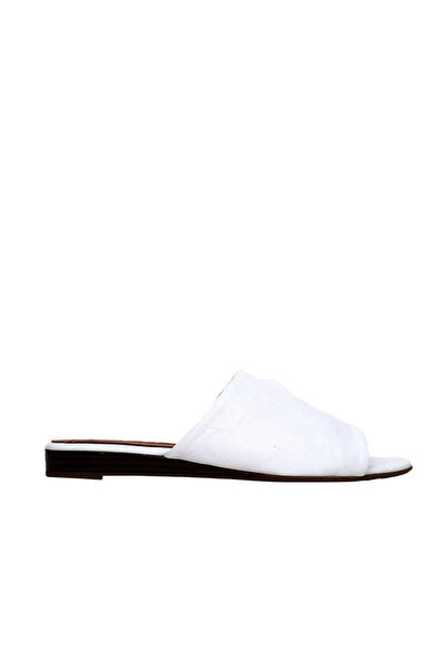 BUENO Shoes White Leather Women's Flat Slippers 01Wn1901