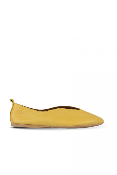 Bueno Shoes Κίτρινες Δερμάτινες Γυναικείες Flat Μπαλαρίνες 01wn0710