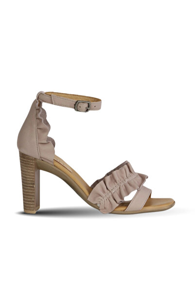 BUENO Shoes Gray Leather Women's Heeled Sandals 01Wn4114