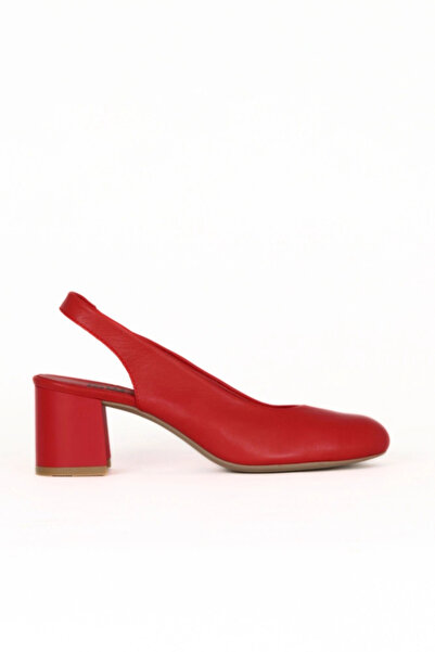 Bueno Shoes حذاء بكعب نسائي من الجلد باللون الأحمر Sct 01we5701