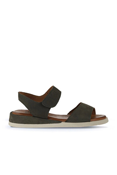 Bueno Shoes Γυναικεία φλατ σανδάλια Khaki Dark Nubuck 01wy5100