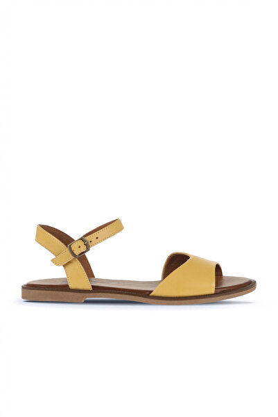 Bueno Shoes Κίτρινα Δερμάτινα Γυναικεία Flat Σανδάλια 01wa5704