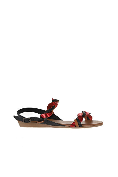Bueno Shoes Μαύρα Multi Leather Γυναικεία Flat σανδάλια 01wu7472
