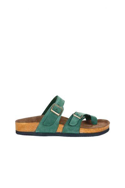 Bueno Shoes Șlapi pentru bărbați din piele nubuc verde 05mt102