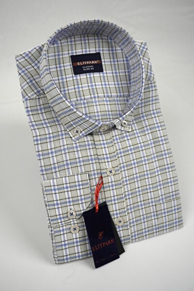 elitpark Royal grid plaid cotton pocketed men's shirt