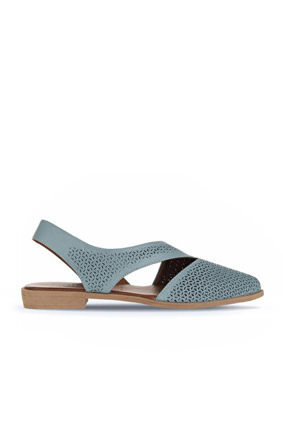 Bueno Shoes Sandale plate de damă din piele albastră 01wa9202