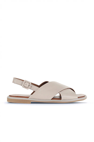 Bueno Shoes Sandale plate de damă din piele gri 01wa3600