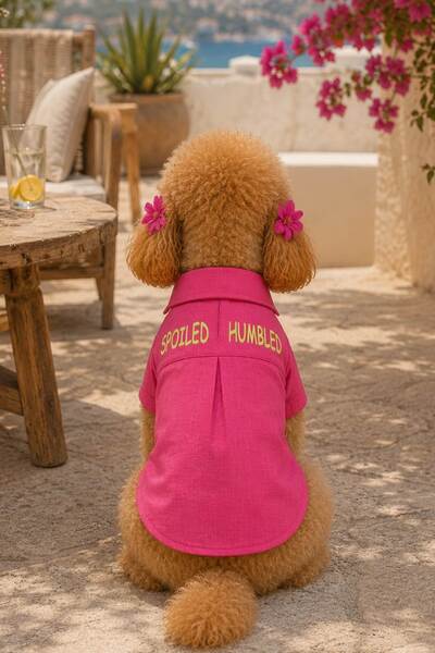 salya store Summer Fuchsia Linen Dog Shirt, Light Weight Construction