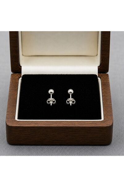 Silver Hunters Gümüş Top Küpe 925 Ayar Gümüş 4 mm Top Küpe 1 Çift ( 2 adet)
