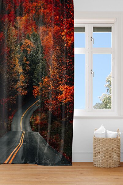 EVSEHOMES TREE ROAD LANDSCAPE PRINT DIGITAL PERDEAU DE FOLOSĂ CU O ARIPI