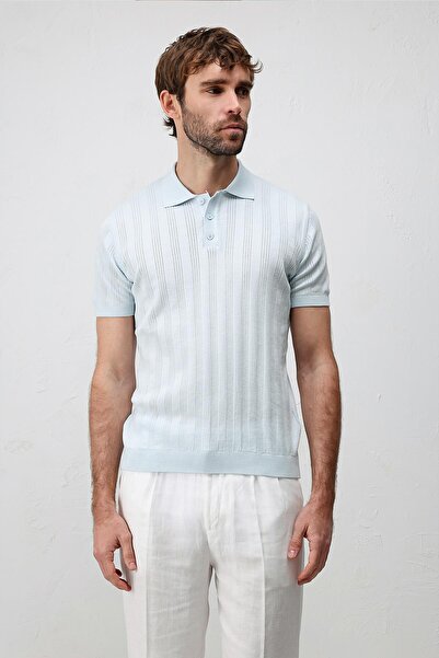 Antioch Μπλουζάκι πόλο ανδρικό με υφή Baby Blue