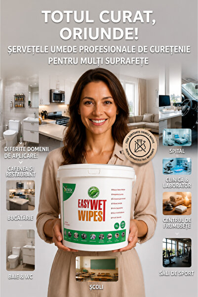 VEBOX Șervețele umede profesionale pentru curatare multi-suprafete Easy Wet î...