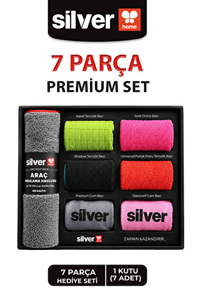 SİLVER HOME Mikrofiber Hediyelik Özel Kutusunda 7 Parça Genel Temizlik Seti