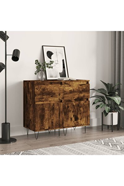 Concept Servante, 2 buc., stejar fumuriu, 40x35x70 cm, lemn prelucrat