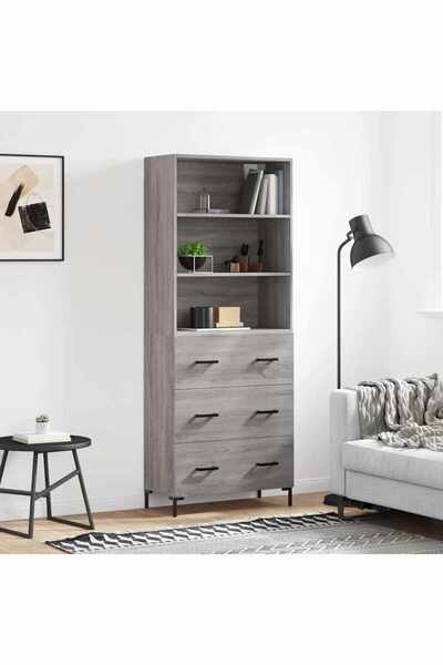 Concept Dulap înalt, gri sonoma, 69,5x34x180 cm, lemn compozit
