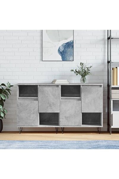 Concept Servante, 2 piese, gri beton, lemn prelucrat