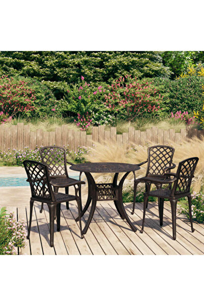 Concept Set mobilier bistro, 5 piese, bronz, aluminiu turnat