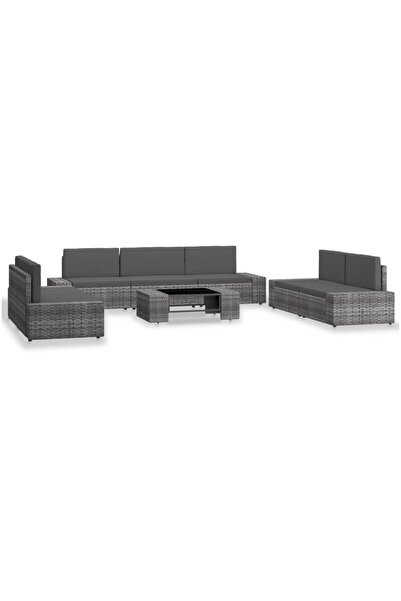 Concept 8-piece garden furniture set, grey, polyrattan