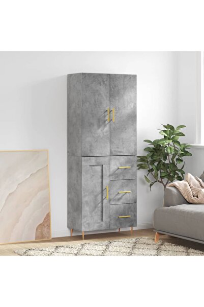 Concept Dulap înalt, gri beton, 69,5x34x180, lemn compozit
