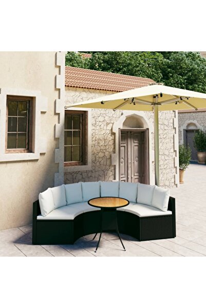 Concept Set mobilier de grădină cu perne, 5 piese, negru, poliratan