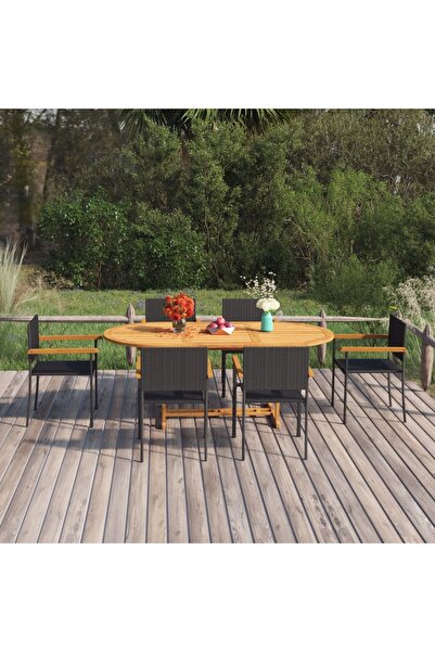 Concept Garden furniture set, 7 pieces, black, polyrattan