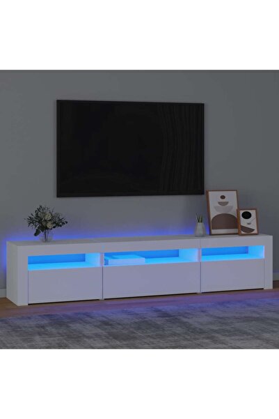 Concept Comodă TV cu lumini LED, alb, 195x35x40 cm